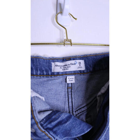 AF Blue Denim High Waist Distressed Shorts - 28 / 6 - Picture 2 of 3